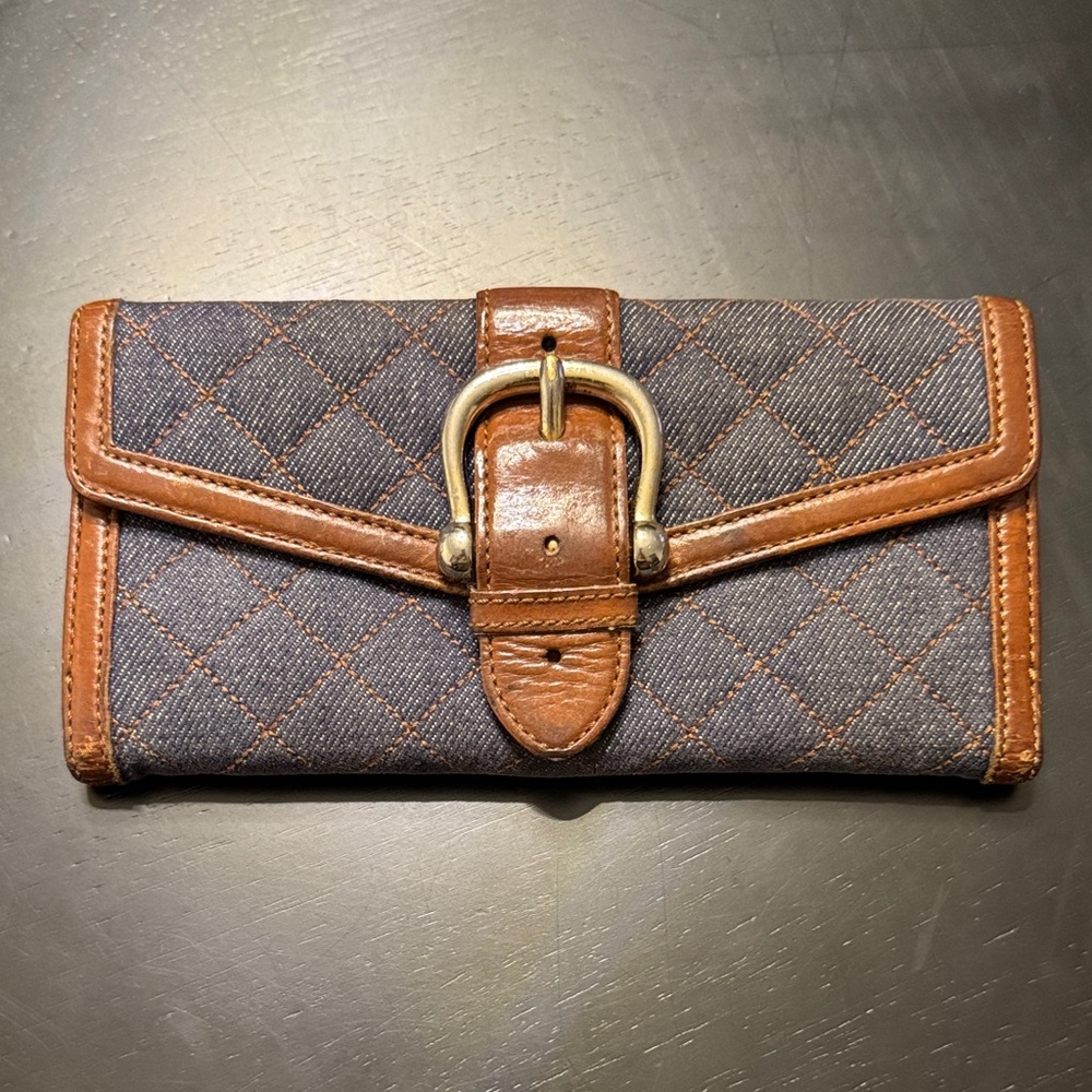 Burberry Quilted Denim And Leather Wallet